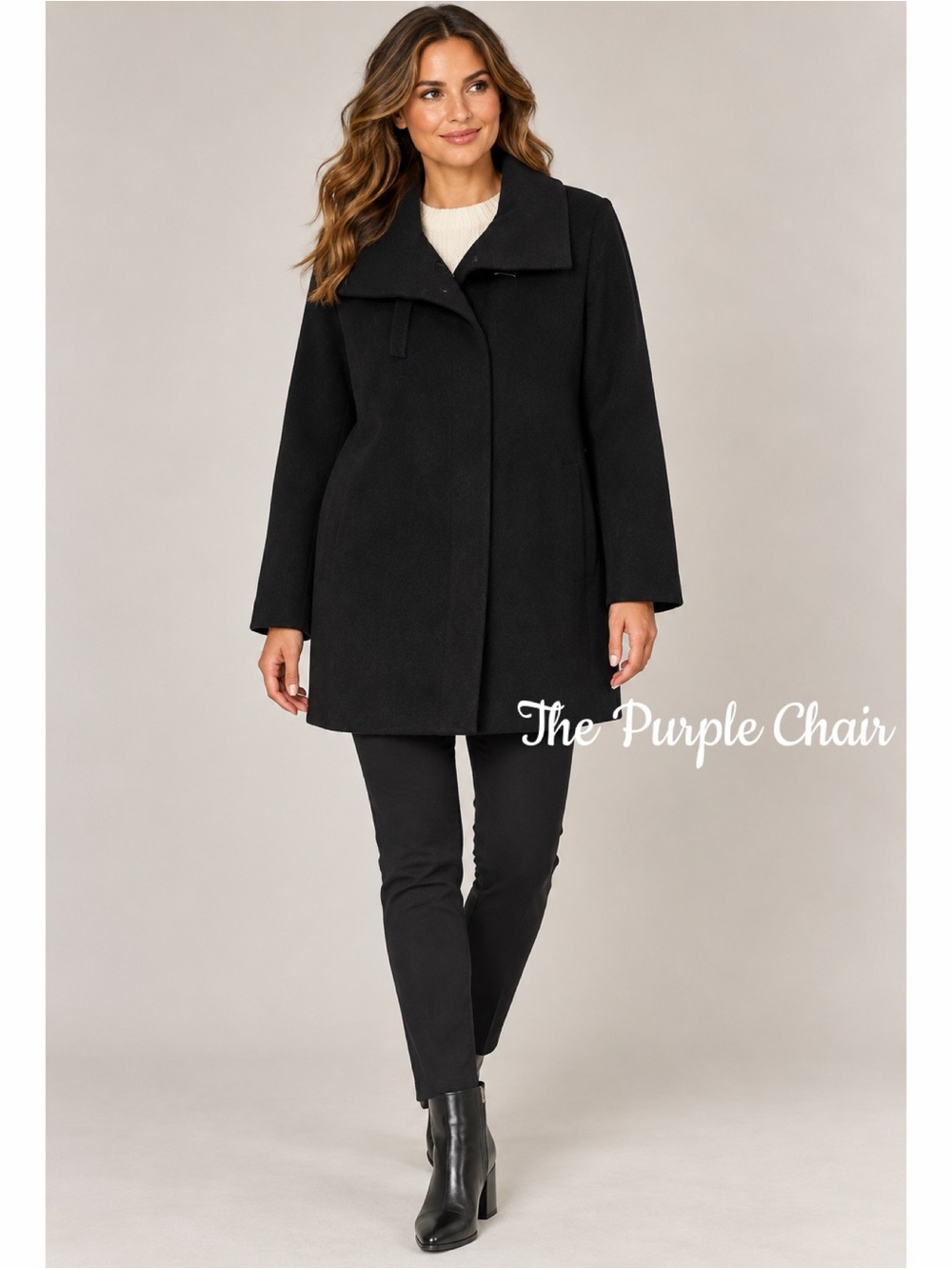 CALVIN KLEIN Black Zip Front Heavyweight Coat L